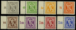 4, 5, 6, 8, 10, 12, 15 und 25 Pf. AM-Post 1945, Deutscher Druck, ...